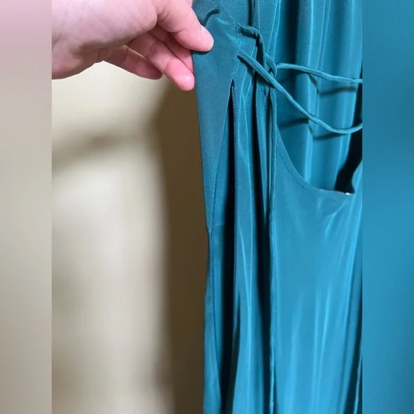 Leith Dress Maxi Long Gown 100% Silk Teal Size M - Picture 10 of 15